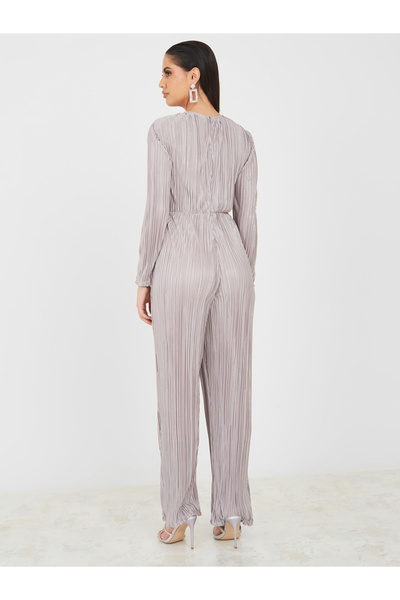 Styli Pleated Front Twist Detail Jumpsuit