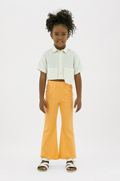 Panço Kız Çocuk Beli Lastikli Oranj Tayt