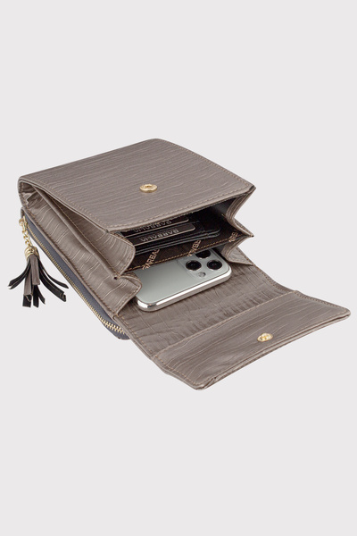 Garbalia Women's Smoked Double Gusset Zippered Bag with Phone Compartment