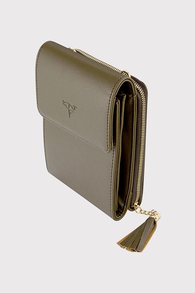 Garbalia Women's Green Double Gusset Zippered Bag with Phone Compartment