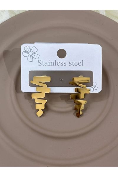 YASİN TOPÇU Steel Gold Earrings