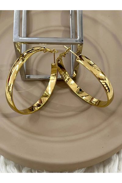 YASİN TOPÇU Steel Gold Earrings