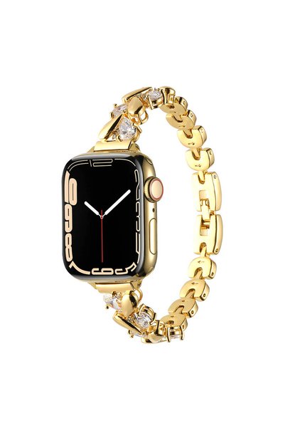 UnDePlus Apple Watch 44/45/46/49mm Kordon Taşlı İnce Metal Kordon 103 2/3/4/5...