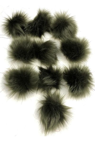 sç Saraçoğlu Çanta 10 Pack 7cm Decoration Accessory - Plush Pompom Scarf Beanie Bag, Khaki String