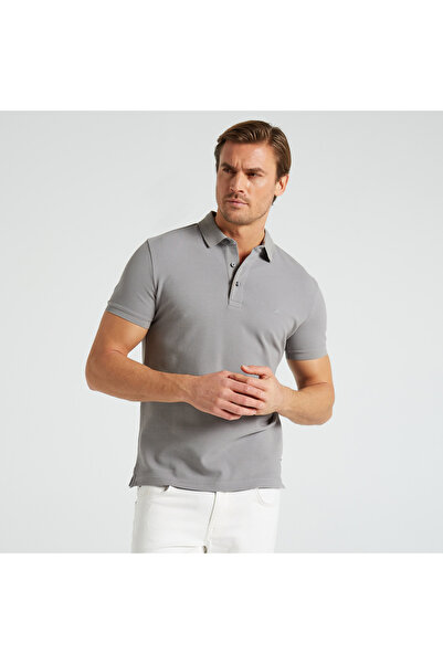 Nautica Erkek Gri Slim Fit Kısa Kollu Polo Yaka T-Shirt