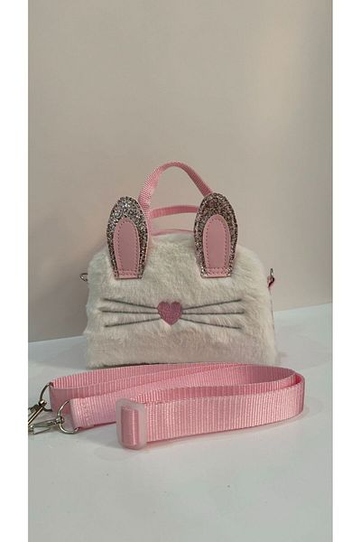 ErcanBag Geantă de umăr pentru copii cu model de pisică și inimă de pluș roz