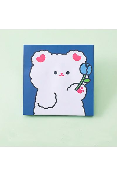 GUGUK Teddy Bear Holding Flowers Themed Colorful Note Set (Ggk-Md062)
