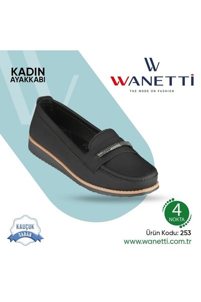 MODVALU Wanetti̇ Black Non-Slip 203 Sole Daily Comfortable Ballerina Mother Shoes