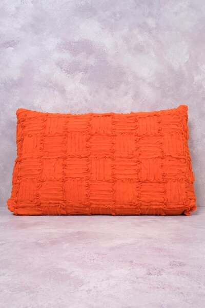 Peraluna Foam Pıllow Şifon Şerit Triko Yastık Kılıfı 60x40 Cm - Turuncu