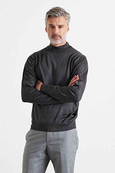 Livio Ferri Men's Plus Size Regular Cut Half Turtleneck Knitwear Sweater