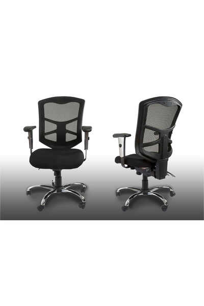 Mahmayi Ergonomic Mesh Office Chair - Medium Back, Adjustable Armrest, Breathable Black Design