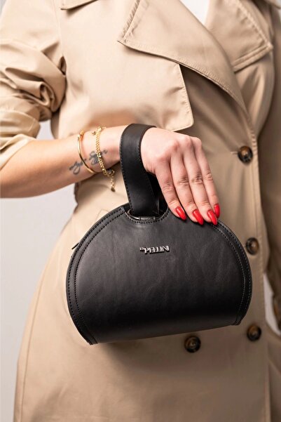 By Pellini Suni Deri Bilek Askılı Çanta Düz Siyah