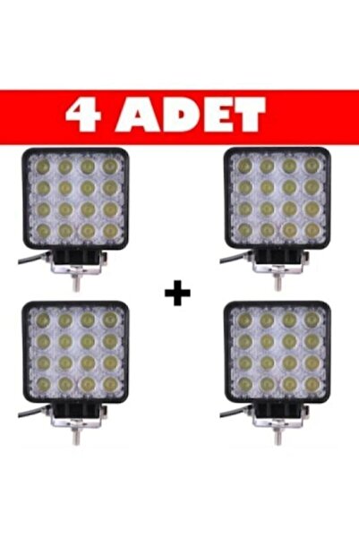 Genel Markalar Off Road Sis Farı Sis Lambası 16 Led Kare 4'lü Paket Su Geçirmez