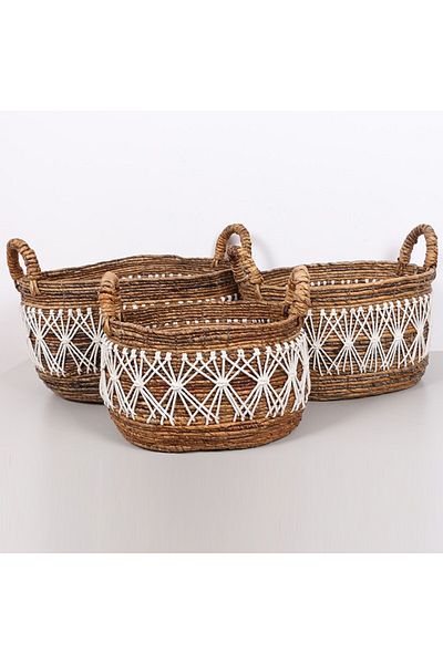 Mylamp 34x31x28 cm Φυσικό Abaka Λεπτομερές Οβάλ Καλάθι Ürgüp - M