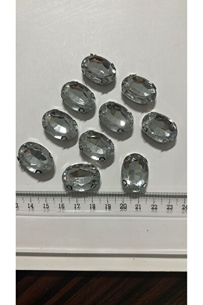 BEİLYS COSMETİCS & ACCESSORY 18x25 mm Oval Gümüş Kasa Beyaz Kristal Kasalı Di...