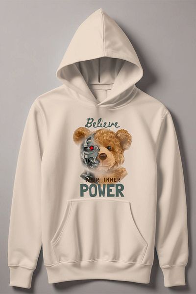 MYADA Детски суитшърт с качулка и щампа Power Bear 12687