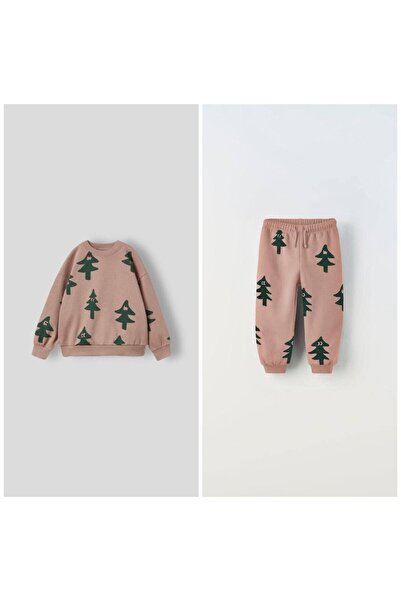 Lolliboomkids Pine Tree Sa deznom Mini set majica i pantalona - 2 dela, kamen...