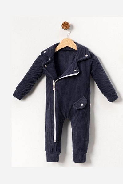 Minytrendy 3-18 Months Baby Boy Winter Cool Boy Velvet Jumpsuit - Newborn Zippered Gift