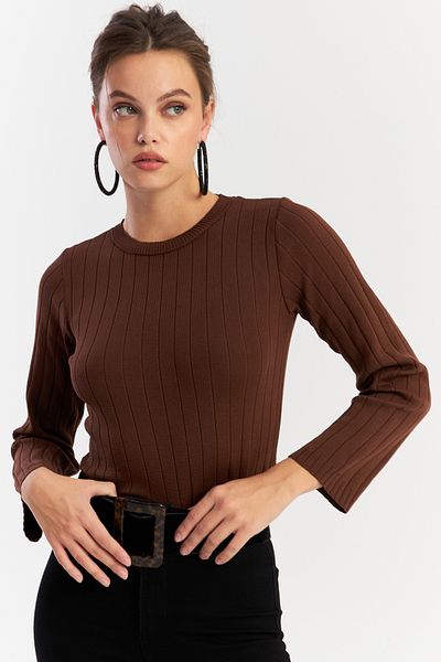 Cool & Sexy Γυναικεία μαύρισμα κοντή πλεκτή μπλούζα YV290