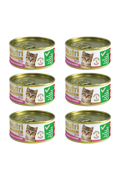 Nutri Feline Yavru Kediler İçin Tavuk Etli ve Ton Balıklı 6 Adet 85gr Tahılsız Kitten Yaş Maması