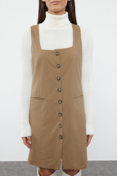 Trendyol Collection Polyviscon Φόρεμα με υφασμάτινη επένδυση Mini Jacket - Τετράγωνο Γιακά Twoaw25el00191