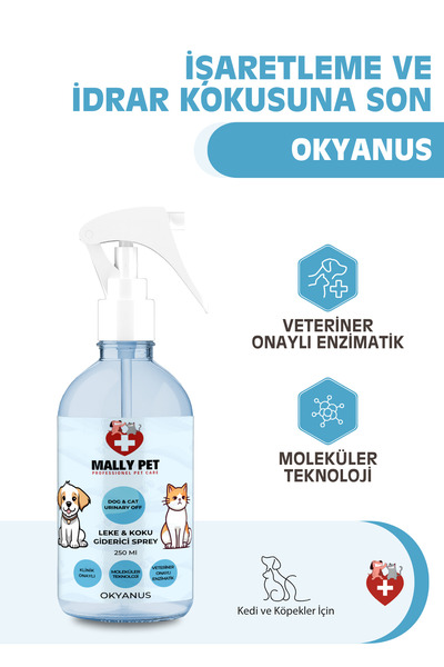 MALLY PET PROFESSIONEL PET CARE Evcil Hayvanlar Için Leke Ve Koku Giderici Sprey Okyanus Kokulu 250 ml