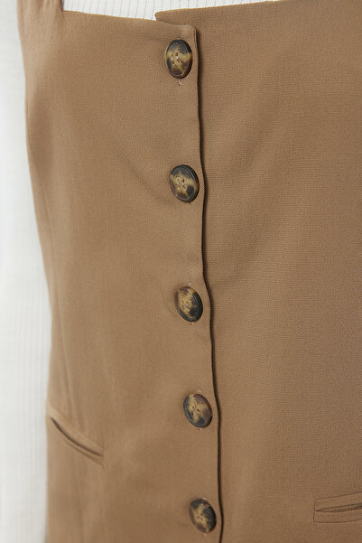 Trendyol Collection Polyviscon Φόρεμα με υφασμάτινη επένδυση Mini Jacket - Τετράγωνο Γιακά Twoaw25el00191