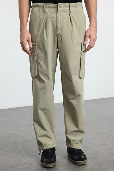Trendyol Collection Hellkhakifarbene Unisex-Cargohose – Bindedetail, TMNAW25PL00012
