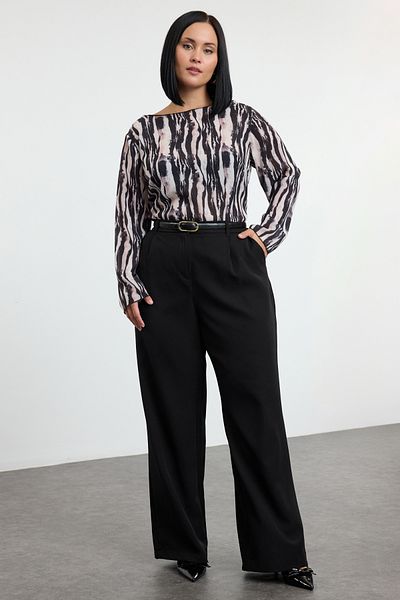 Trendyol Curve Μπλούζα με στάμπα Zebra Plus Size - TBBAW25AF00034