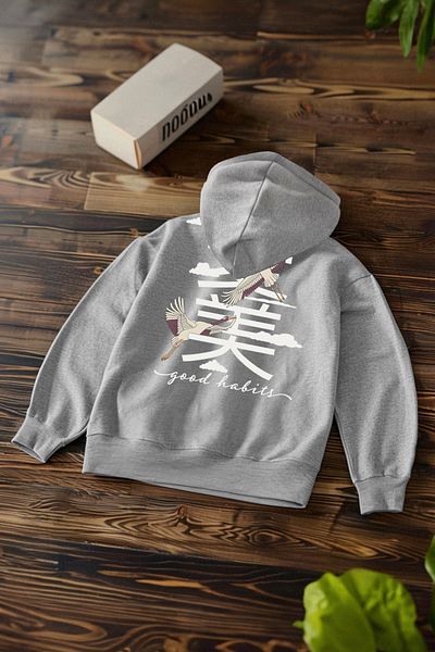 Edit by Trendyol Unisex γκρι φούτερ με κουκούλα - μακρυμάνικο, ζεστό τύπωμα, TEDAW25SW00039