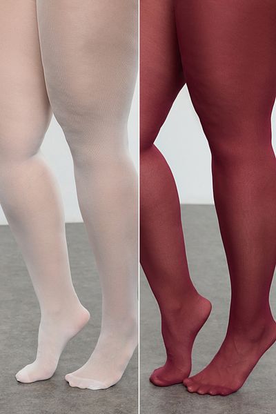 Trendyol Curve Opakowanie 2 sztuk rajstop w kolorze ecru i claret red 40 Den Plus Size - Tbbaw23kc00004