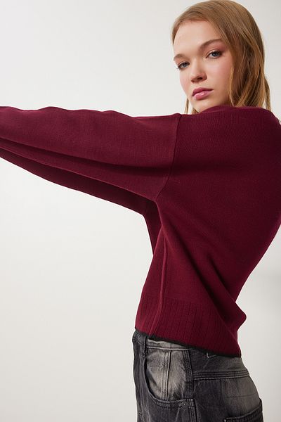 Happiness İstanbul Damen-Strickpullover PF00010 in Burgunderrot