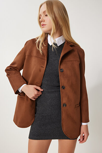 Happiness İstanbul Dámska hnedá prémiová semišová bunda Fk00012