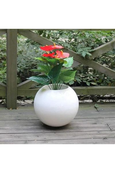 Nettenevime Fiber Flower Pot White Globe Round Ball Vase Decorative Flower Pot Fiberglass 30*30cm