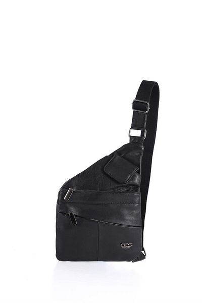 ÇÇS Black Leather Men's Body Bag - Ççs