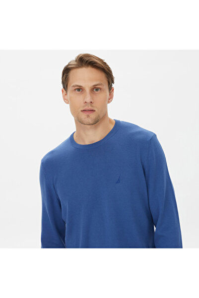 Nautica Erkek Mavi Standart Fit Triko