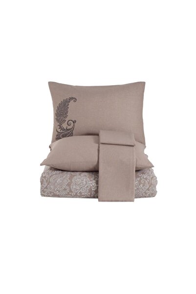 Hobby Leona Беже Двоспальний Комплект Постільної Білизни Ranforce