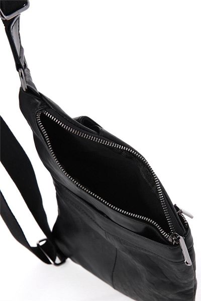 ÇÇS Black Leather Men's Body Bag - Ççs