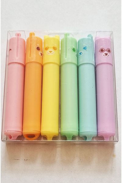Modellino Mini Pastel Highlighter with 6-Piece Dog Figure Keychain