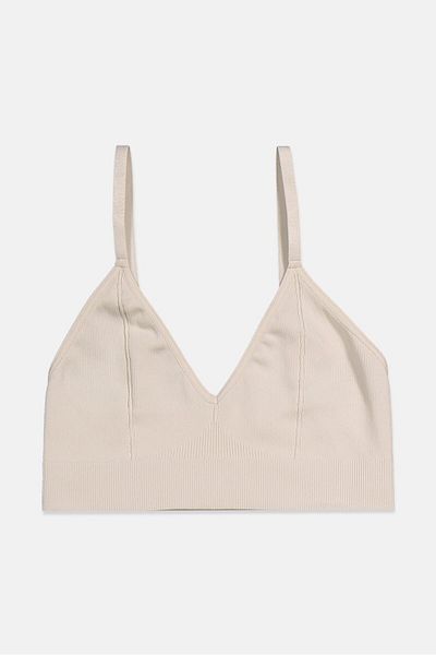 Tchibo Women Non Padded Ribbed Seamless Bustier Bra, Cream