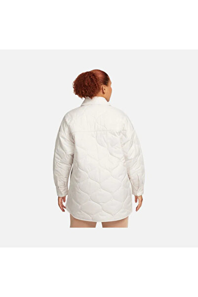 Nike Sportswear Essential Quilted Trench Full-Snap women's jacket Kadın beyaz bol kesim Ceket fb8732