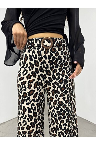 Cistern İstanbul Women's Leopard Print Belted Trousers