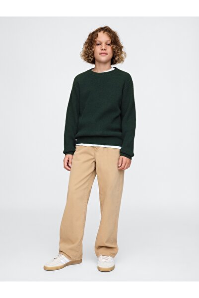 GAP Erkek Çocuk Yeşil CashSoft Rib Bisiklet Yaka Kazak