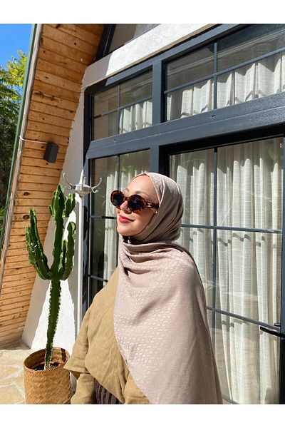 Şalland Cotton Jacquard Shawl Stone Shawl