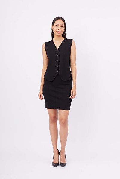 Peraluna Aıda Waıstcoat Kadın Triko Yelek - Siyah