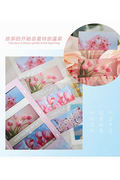 GUGUK 5 Different Flower Themed Pet Index Stickers - Post-It (Ggk-Mi108)