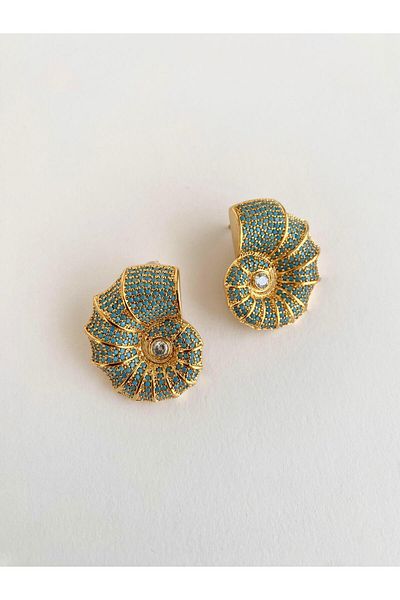 ı feel free more then ever that moment Special Design Zircon Stone Sea Shell Earrings - Turquoise