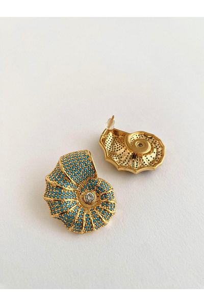 ı feel free more then ever that moment Special Design Zircon Stone Sea Shell Earrings - Turquoise