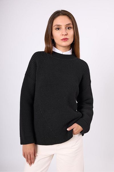 Peraluna Pulover de damă tricotat Nikita Thessaloniki tricotat cu croiala relaxată - negru