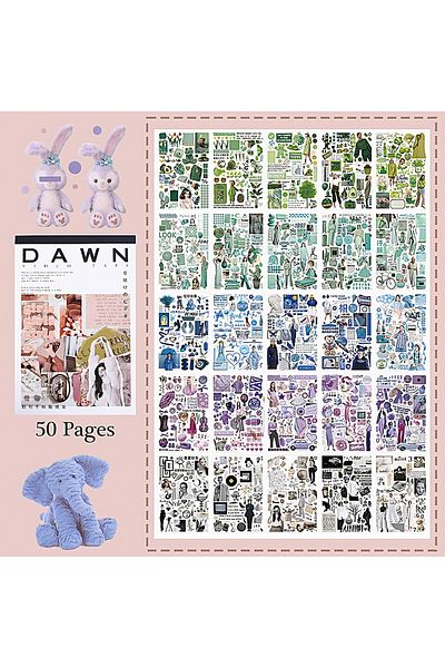 GUGUK Dawn Themed 50 Page Sticker Notebook • Scrapbooking • Bullet Journal